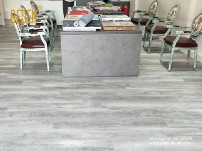 grey and white wood vinyl floor tile for office
